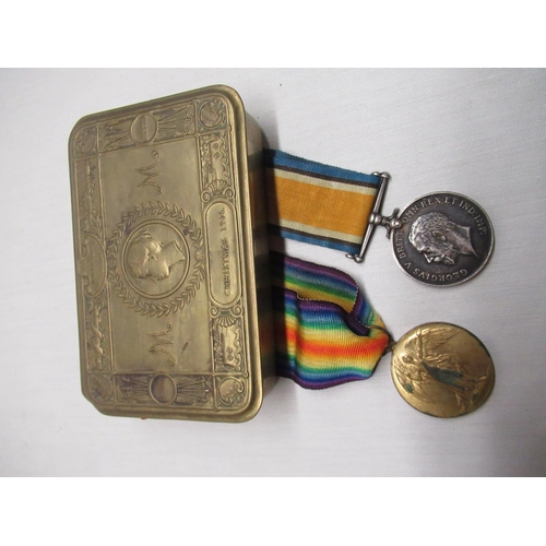 47 - WWI Great War medal 1914-1918, WWI Victory medal 1914-1919 and Princess Mary Christmas 1914 tin (lac... 
