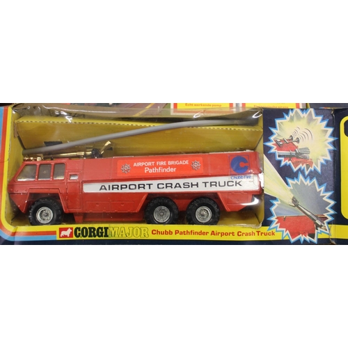 818 - Collection of various scale Corgi die cast models of fire brigade interest, including, Corgi Major 1... 