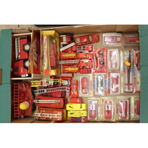 820 - Large collection of various size die cast models of fire brigade interest, including, Majorette, Sik... 