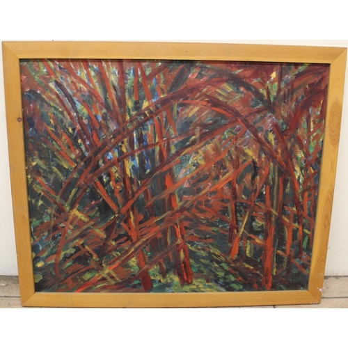 830 - English school (C20th): Bamboo, oils on board, 49cm x 59cm