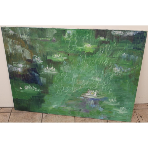 836 - Leilani Anne Susan Montgomery Sperber  (C20th d.2015): Water Lilies, unframed oil on canvas, 92cm x ... 