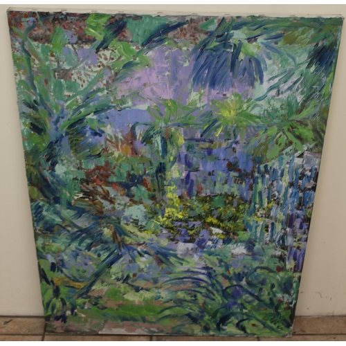 837 - Leilani Anne Susan Montgomery Sperber, (C20th d.2015): Wooded river landscape, unframed oil on canva... 