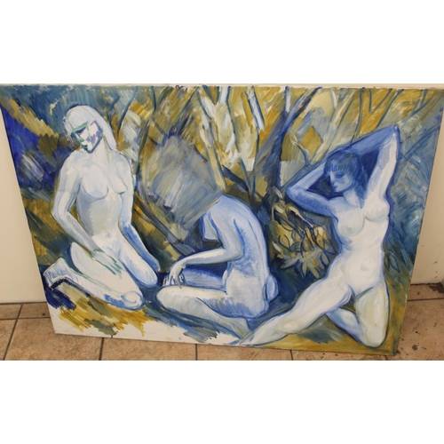 839 - Leilani Anne Susan Montgomery Sperber  (C20th d.2015): Three nude figures, unframed oil on canvas, 1... 