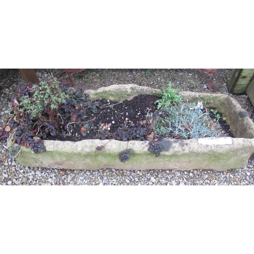 663 - Heavy stone garden trough planter, W92cm