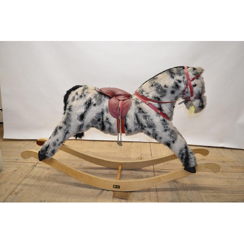 220 - Modern style Pegasus of Crew rocking horse with faux fur body