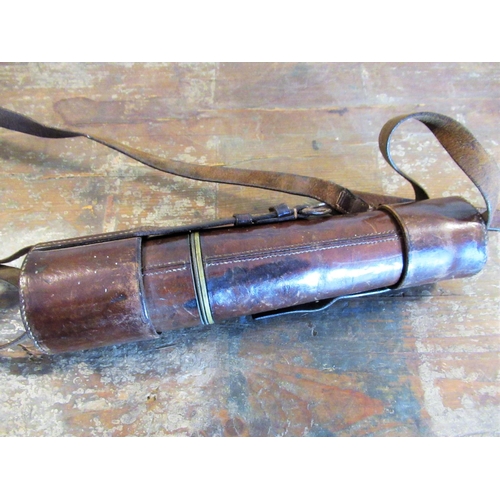 2091 - Ross, London 1914 TELL SIG (MKIII) GS NO. 4355 two draw brass and leather telescope with shade, end ... 