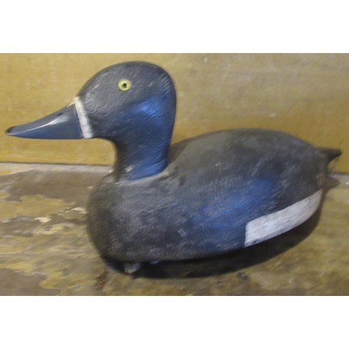 2031 - C20th decoy duck, painted black and white plumage and black tipped grey beak, with string pullL33cm ... 