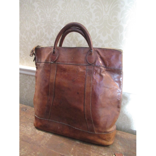 2083 - R.M Williams leather brief case with fitted interior and shoulder carry strap, 