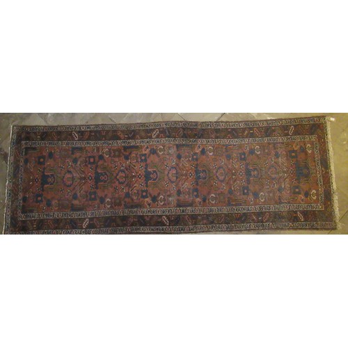 2014 - Caucasian multicoloured runner, field filled with polychrome stylized foliage and medallion on a bei... 