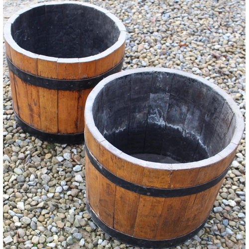 3363 - Pair of coopered garden planters, H34cm W41cm (2)