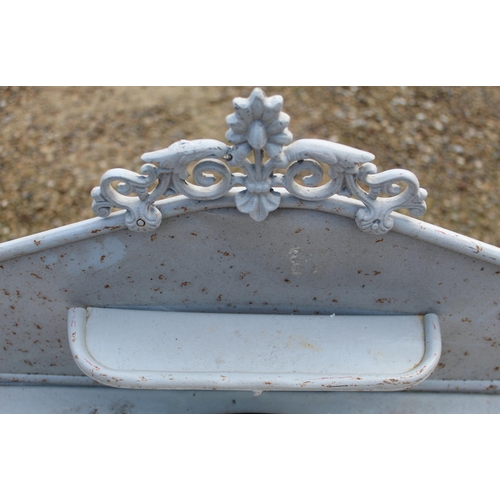 3364 - Early C20th metal washstand with splash back and floral design, complete with enamel bowl, H110cm W6... 