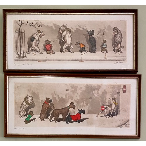 2128 - Set of four C20th French cartoons dog prints 