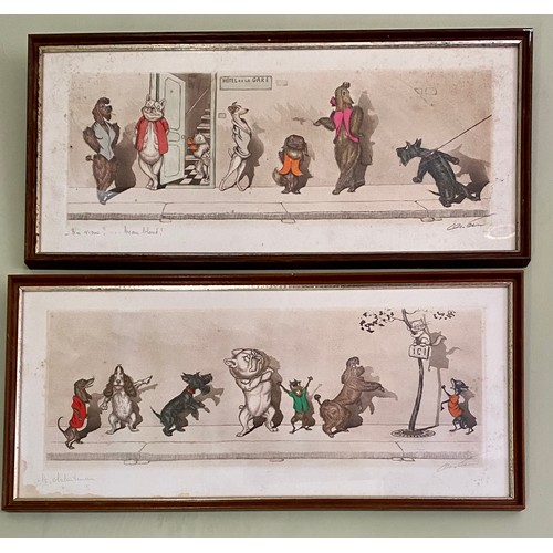 2128 - Set of four C20th French cartoons dog prints 