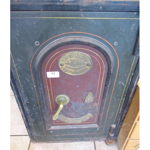 62 - Early C20th T. Withers and Sons cast iron galvanised safe, H61cm