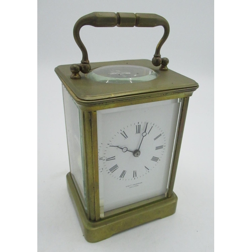 10 - Early C20th French retailed by Charles Desprez, Bristol, brass cased carriage clock, visible platfor... 
