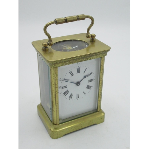 22 - Duverdrey & Bloquel, early C20th brass cased carriage clock timepiece with later replacement platfor... 