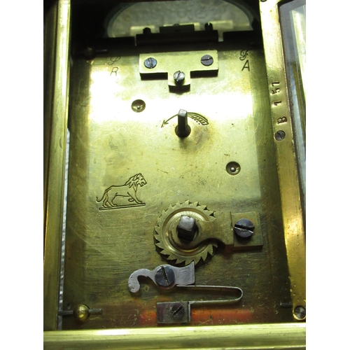 28 - Duverdry & Bloquel early C20th brass cased carriage clock timepiece with visible platform cylinder e... 