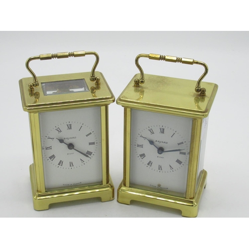 30 - Bayard, France, brass cased carriage clock timepiece with visible lever escapement, movement signed ... 