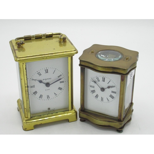 33 - Early C20th French brass cased carriage clock timepiece with visible lever escapement (lacking handl... 