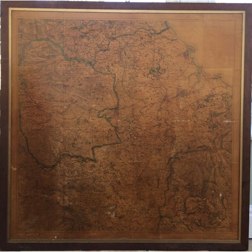 2126 - Large one inch to one statute mile linen backed map of Northern England to north Durham, by Edward S... 