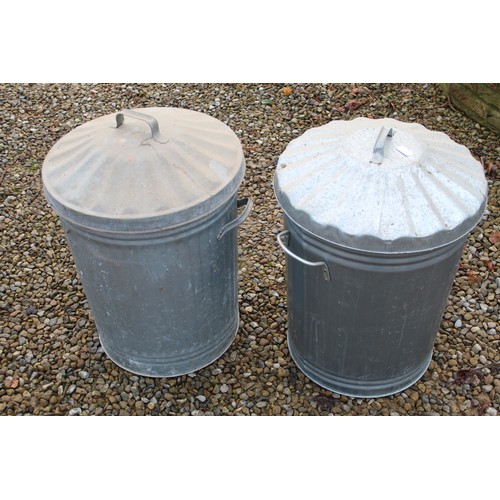 3361 - Two galvanised dustbins with lids