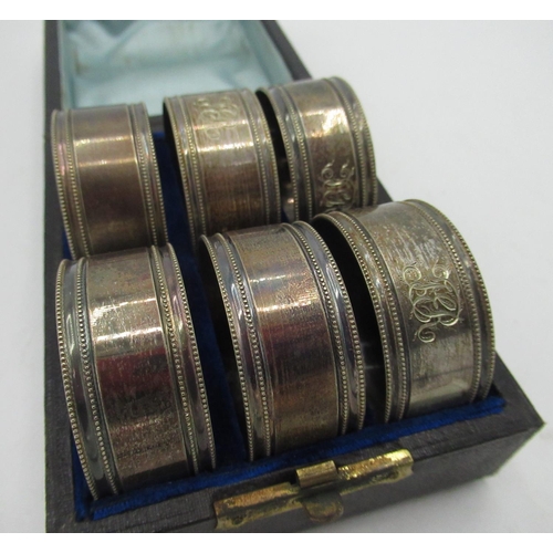 17 - Hallmarked bright cut silver napkin ring with 1908 engraved to front, Sheffield, 1888, pair of hallm... 