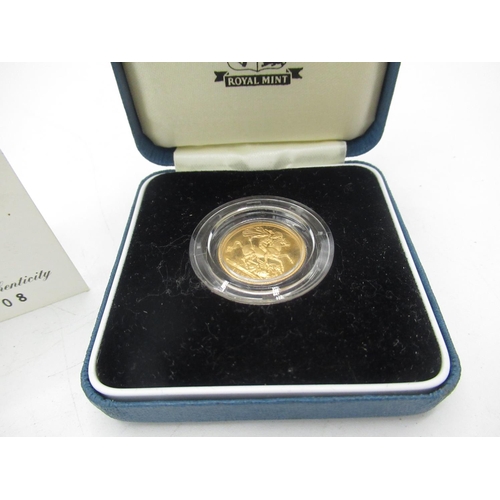 68 - Royal Mint 1997 ER.II gold proof half sovereign, in original case with COA