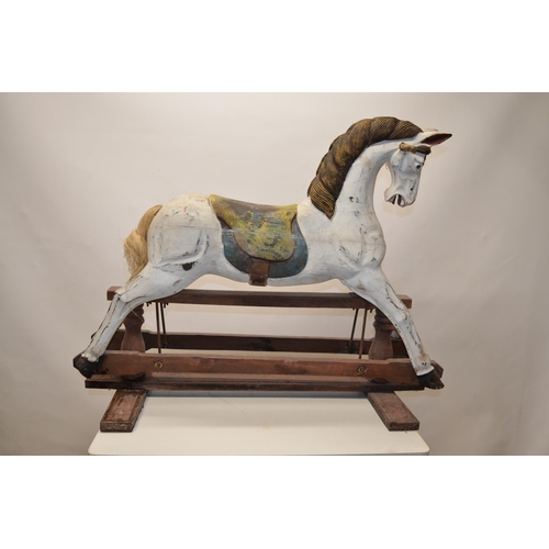 882 - Carved wood Victorian style swing base rocking horse