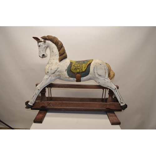 882 - Carved wood Victorian style swing base rocking horse