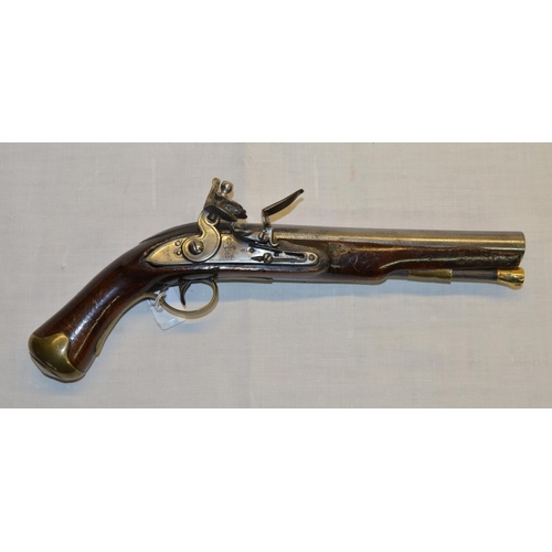 122 - British military 0.65cal flintlock Tower pistol with 9