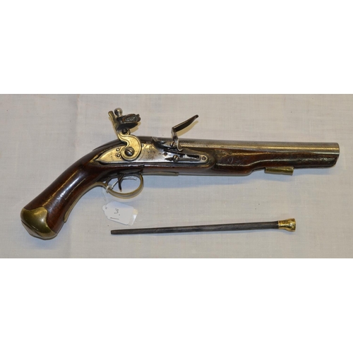 122 - British military 0.65cal flintlock Tower pistol with 9