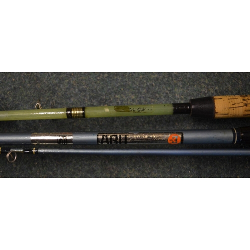 155 - Four, two piece spinning rods, including one Bassfisher by Winfield multiplier reel, one large Notti... 