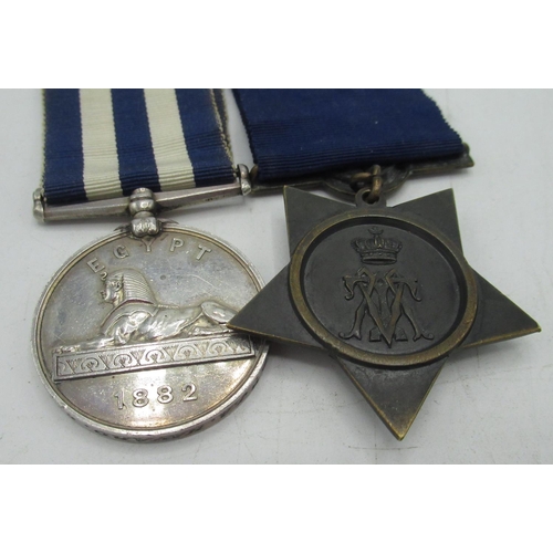 82 - Egypt 1882 campaign medal awarded to 14486 Sapr. J. A. Havard C. TP R.E, Khedive Star (2)