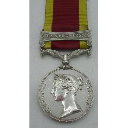 85 - Second China War medal with Canton 1857 clasp (unnamed)