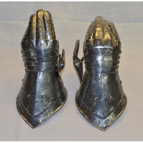 326 - Pair of Italian style C19th steel articulated gauntlets