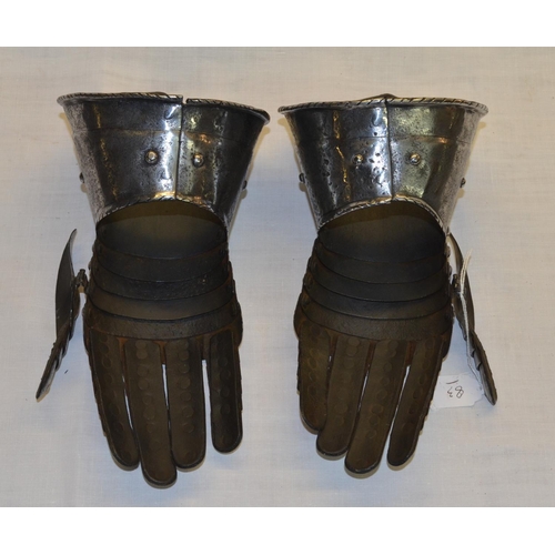 326 - Pair of Italian style C19th steel articulated gauntlets