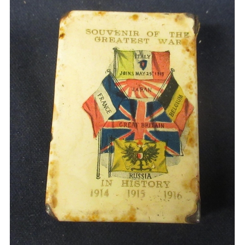 300 - Souvenir of the Great War matchbox holder, with dates  1914, 1915, 1916, campaigns by the East Yorks... 