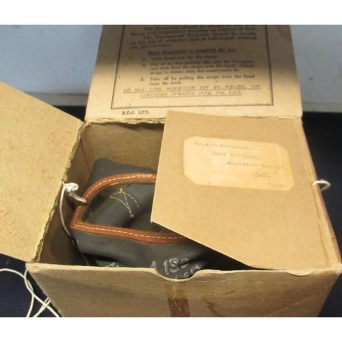 304 - Collection of WWII military uniform including black Brody helmet with full lining and strap, boxed c... 