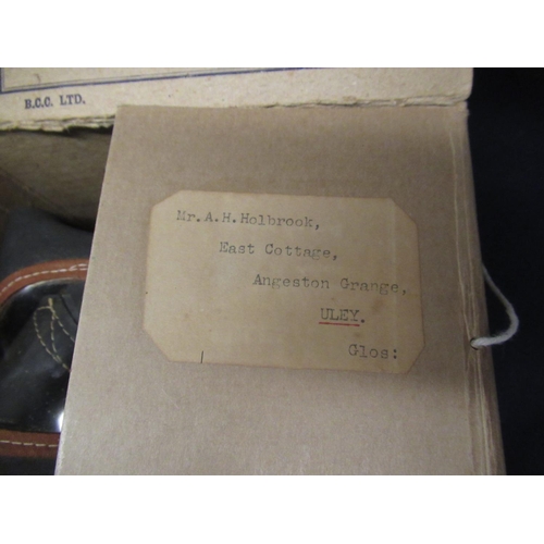 304 - Collection of WWII military uniform including black Brody helmet with full lining and strap, boxed c... 