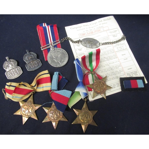 306 - Collection of medals including ARP Wardens, badges, Africa Star, Atlantic Star, Victory Star, Italy ... 