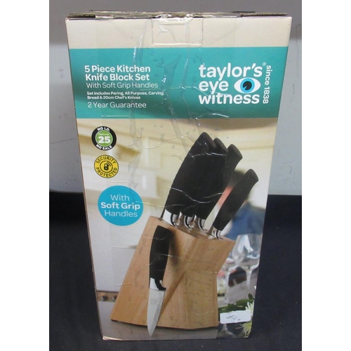 318 - Boxed Taylor's Eyewitness five piece kitchen block knife set