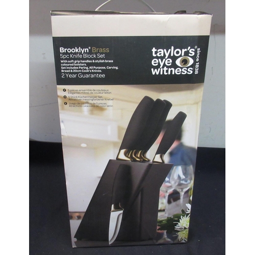 319 - Boxed Taylor's Eyewitness five piece kitchen block knife set