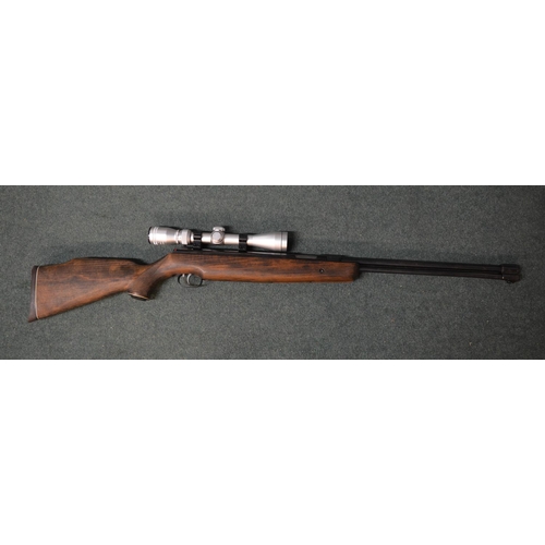 337 - Weihrauch HW77 break barrel air rifle with Tasco SA 39x40 silver antler scope