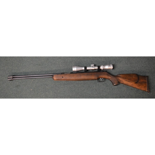 337 - Weihrauch HW77 break barrel air rifle with Tasco SA 39x40 silver antler scope