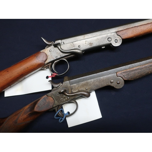 408 - Belgium side lever opening single barrel .410 shotgun, serial no. 2429 and another similar, serial n... 