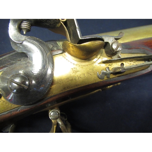 109 - Brass barrel flintlock blunderbuss by R Watkin, 16