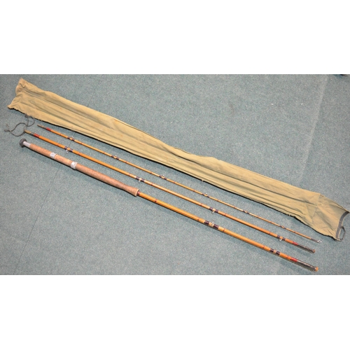 142 - Sharpes of Aberdeen Scotty The Braemar three piece split cane vintage salmon rod