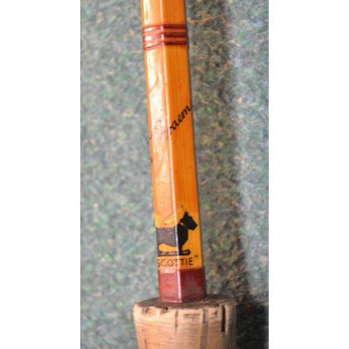 142 - Sharpes of Aberdeen Scotty The Braemar three piece split cane vintage salmon rod