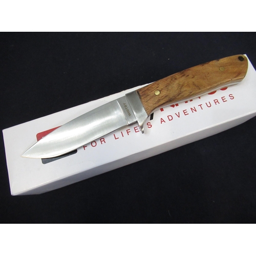 171 - Boxed as new Whitby Knives stainless steel skinning knife with two piece ash handle, full tang, blad... 