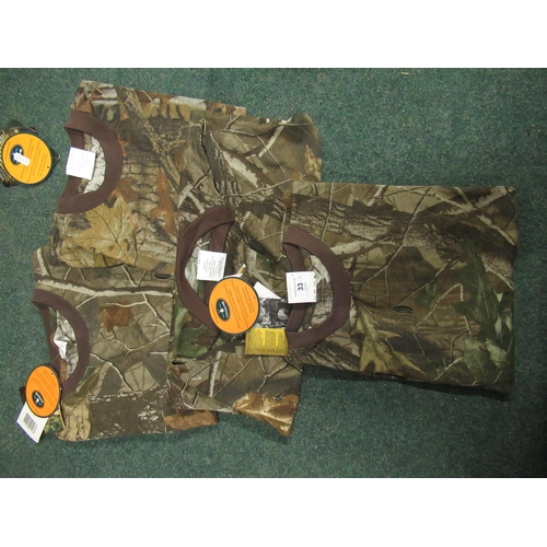 33 - Four real tree deer hunter T shirts (one long sleeved) size small as new
